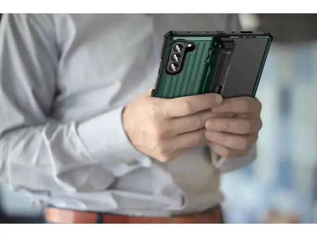 Alt view image 11 of 14 - Case for Samsung Galaxy Z Fold 5 5G 2023, Military-Grade Full-Body Shockproof Phone Cover Rugged Bumper Case with Built-in Screen Protector & Kickstand & S Pen Slot Dark Green