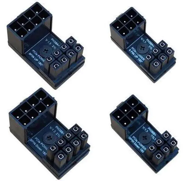 Alt view image 5 of 8 - Aomoproing 8 Pin 6 Pin 180 Degree Adapter, GPU VGA PCIe 8 Pin 6 Pin U Turn 180 Degree Angle Connector Power Adapter Board for Desktop Graphics Card 4pcs