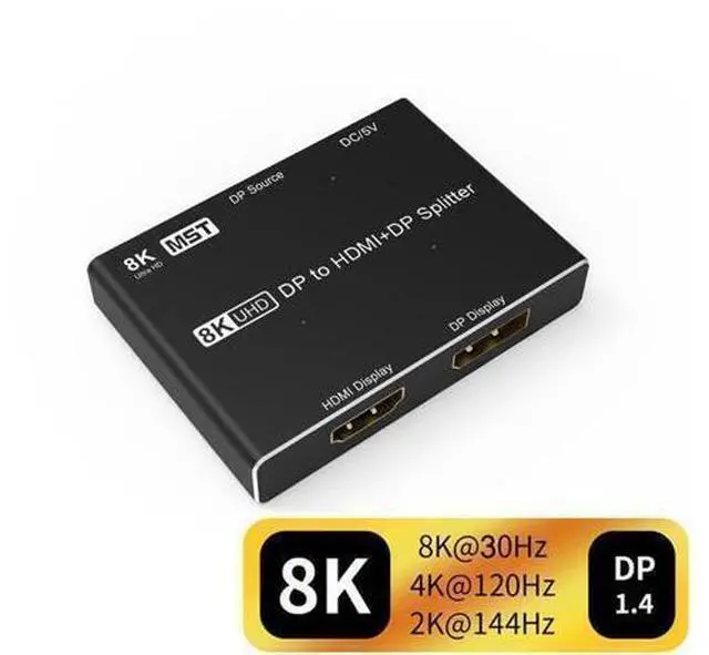 Alt view image 8 of 14 - 8K DP Splitter Displayport to HDMI-compatible + DP dual port Splitter MST SST 8K@30Hz 4K@120Hz For Laptop PC To TV Projector