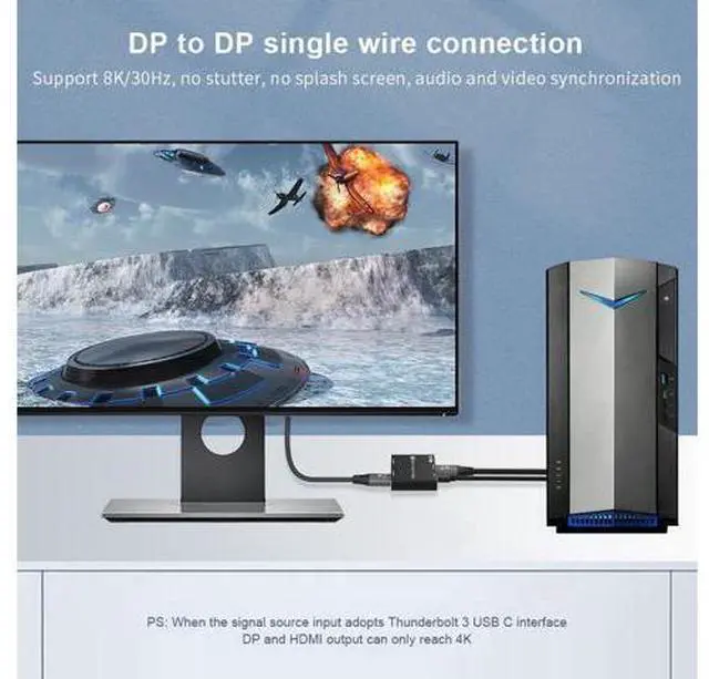 Alt view image 10 of 14 - 8K DP Splitter Displayport to HDMI-compatible + DP dual port Splitter MST SST 8K@30Hz 4K@120Hz For Laptop PC To TV Projector