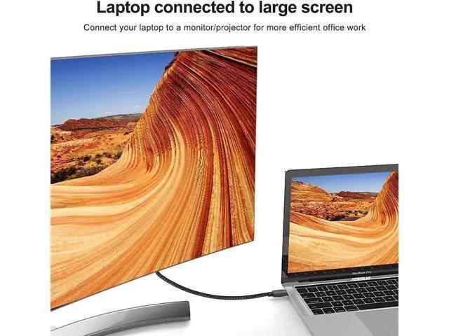 Alt view image 14 of 14 - USB C to HDMI 2.1 Cable 10FT, Thunderbolt 3/4 Compatible, (48Gpbs, 8K@30Hz, 4K@120Hz), for MacBook Pro, MacBook Air, iPad Pro, UHD TV, Projector and More