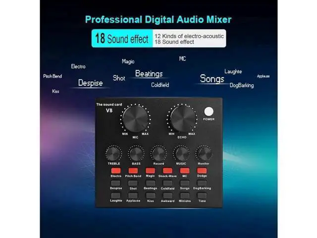 Alt view image 10 of 14 - Live Sound Card Portable Mobile Audio Mixer, Karaoke Sound Mixer Recording Sound Card for Live Broadcast K Songs Recording Voice Chatting