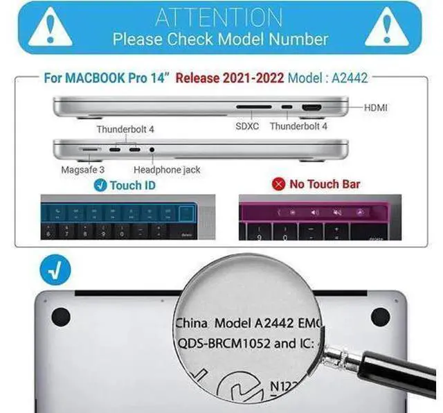 Alt view image 9 of 14 - Compatible with MacBook Pro 14 inch Case 2023 2022 2021 Release M2 A2779 A2442 M1 Pro/Max Chip with Touch ID, Hard Shell Case with Keyboard Cover