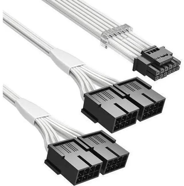 Alt view image 8 of 14 - PCI-e 5.0 Extension Cable, RTX 4090 4080 16Pin(12+4) Male to 4x8Pin Female 12VHPWR Cable PCIE GPU Power Sleeved Extender Cord Compatible for GeForce RTX 4090/4080/4070Ti/3090Ti (14inch, White)