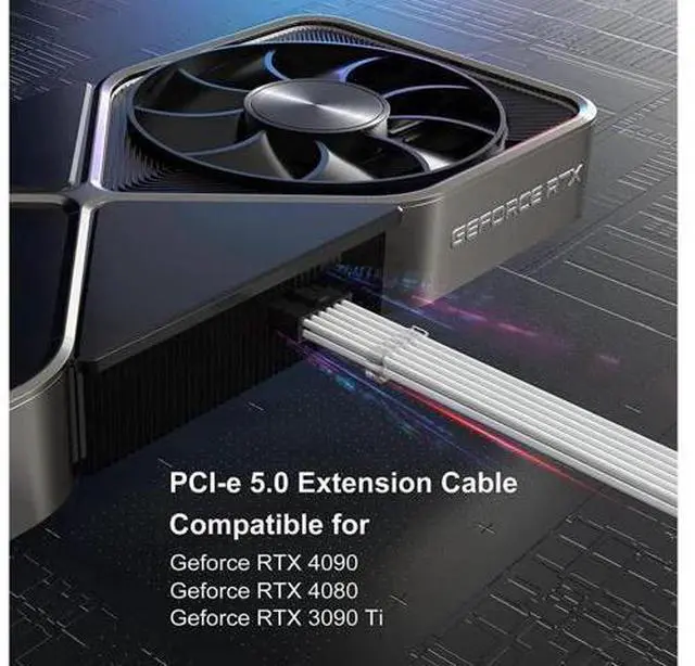 Alt view image 14 of 14 - PCI-e 5.0 Extension Cable, RTX 4090 4080 16Pin(12+4) Male to 4x8Pin Female 12VHPWR Cable PCIE GPU Power Sleeved Extender Cord Compatible for GeForce RTX 4090/4080/4070Ti/3090Ti (14inch, White)