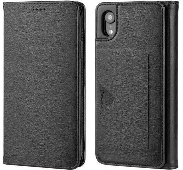 Alt view image 11 of 14 - iPhone XR Wallet Case Premium Leather iPhone XR Cases Folio Flip Case with Kickstand Card Holder Slots Screen Protector Shockproof Protective Cover for Apple iPhone XR 6.1 inch