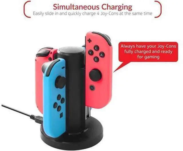 Alt view image 12 of 12 - Charging Dock for Nintendo Switch Joy Con, Charges Up to 4 Joy-Con Controllers Simultaneously (Black)
