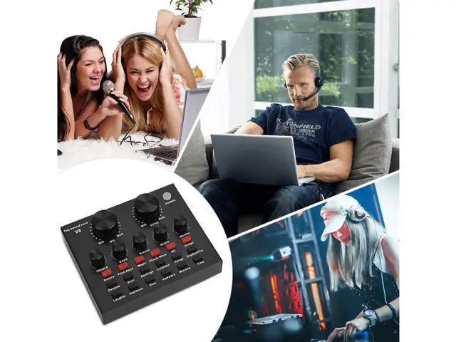 Alt view image 11 of 14 - Live Sound Card Portable Mobile Audio Mixer, Karaoke Sound Mixer Recording Sound Card for Live Broadcast K Songs Recording Voice Chatting