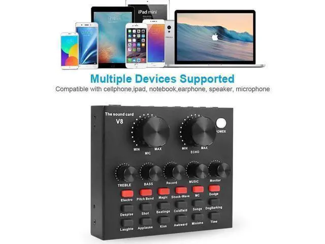 Alt view image 13 of 14 - Live Sound Card Portable Mobile Audio Mixer, Karaoke Sound Mixer Recording Sound Card for Live Broadcast K Songs Recording Voice Chatting