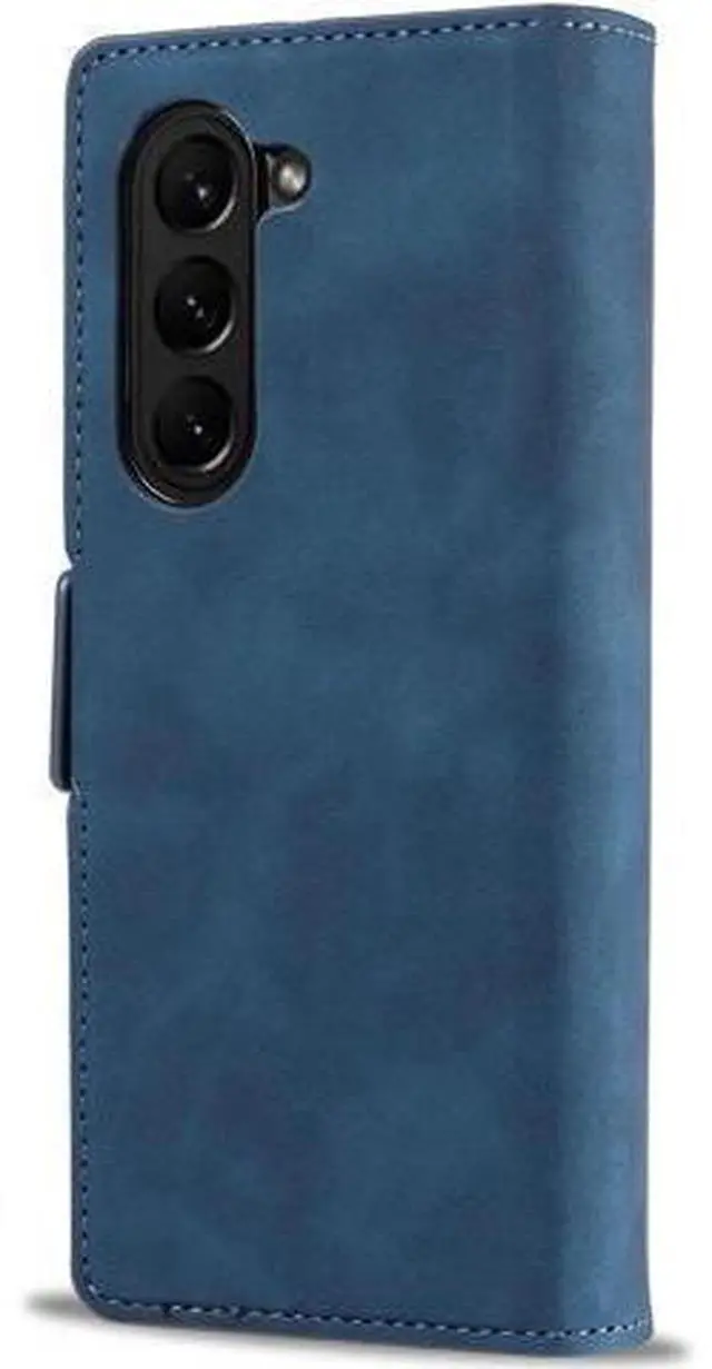 Alt view image 14 of 14 - For Samsung Galaxy Galaxy Z Fold 5 Case, Premium PU Leather Cover TPU Bumper with Card Holder Kickstand Hidden Magnetic Shockproof Flip Wallet Case for Galaxy Z Fold 5 5G 2023 Released Blue