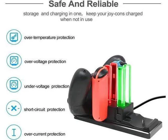 Alt view image 9 of 14 - 6 In 1 Charger Dock for Nintendo Switch Joy-Con Controllers and Pro Con,Controller Charging Dock for Nintendo Switch
