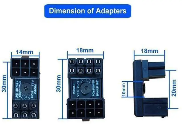 Alt view image 8 of 8 - Aomoproing 8 Pin 6 Pin 180 Degree Adapter, GPU VGA PCIe 8 Pin 6 Pin U Turn 180 Degree Angle Connector Power Adapter Board for Desktop Graphics Card 4pcs