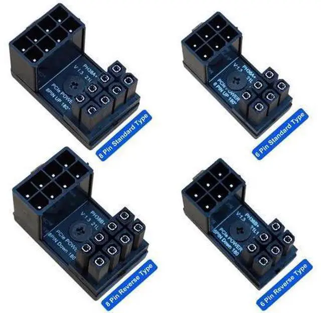 Alt view image 7 of 8 - Aomoproing 8 Pin 6 Pin 180 Degree Adapter, GPU VGA PCIe 8 Pin 6 Pin U Turn 180 Degree Angle Connector Power Adapter Board for Desktop Graphics Card 4pcs
