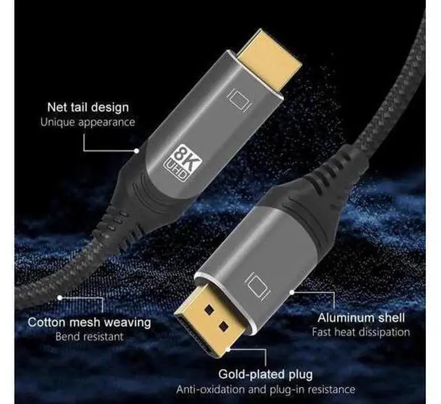 Alt view image 9 of 14 - 10FT HDMI to DisplayPort Cable, Unidirectional HDMI Input to DP Output, 8K & 4K Supported for PS5, Xbox, Mac Mini, PC Monitor
