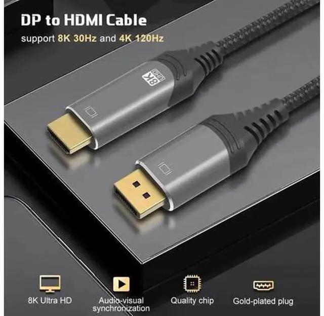 Alt view image 10 of 14 - 10FT HDMI to DisplayPort Cable, Unidirectional HDMI Input to DP Output, 8K & 4K Supported for PS5, Xbox, Mac Mini, PC Monitor