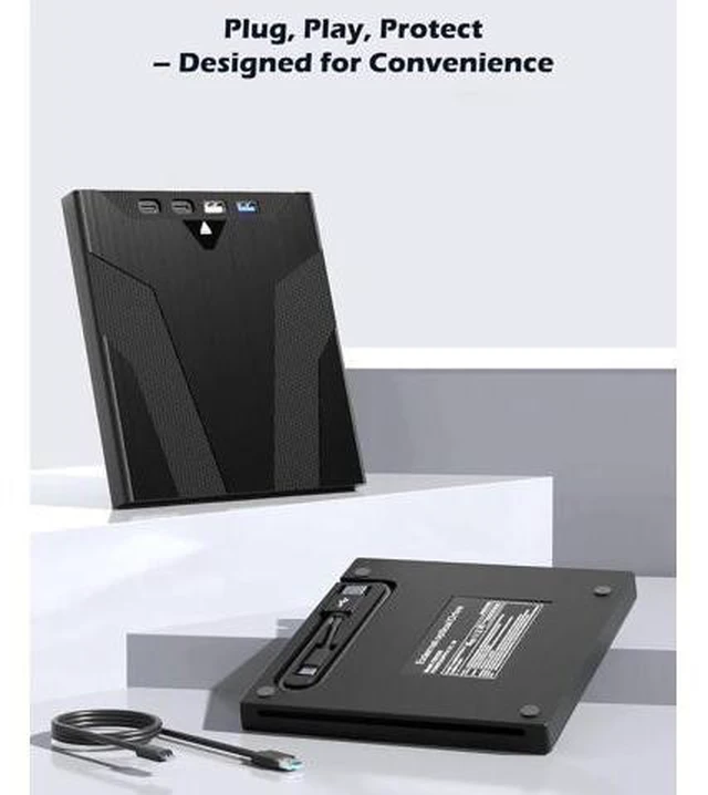 Alt view image 11 of 14 - 8 in 1 External CD/DVD Drive for Laptops, Slot-Loading Portable CD Reader for Laptop, CDs Drive External USB 3.0 & Type C CD DVD Drive Externals CD Burner Compatible with PC Windows Linux MacOS