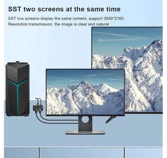Alt view image 11 of 14 - 8K DP Splitter Displayport to HDMI-compatible + DP dual port Splitter MST SST 8K@30Hz 4K@120Hz For Laptop PC To TV Projector