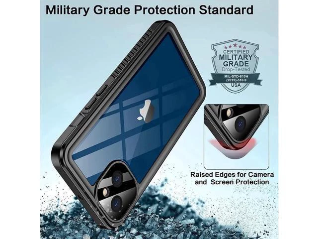 Alt view image 12 of 14 - Waterproof Case for iPhone 13 6.1 inch 5G 2021 with Built-in Screen Protector Heavy Duty Full Body Protection IP68 Underwater Shockproof Phone Cover