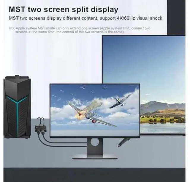 Alt view image 13 of 14 - 8K DP Splitter Displayport to HDMI-compatible + DP dual port Splitter MST SST 8K@30Hz 4K@120Hz For Laptop PC To TV Projector