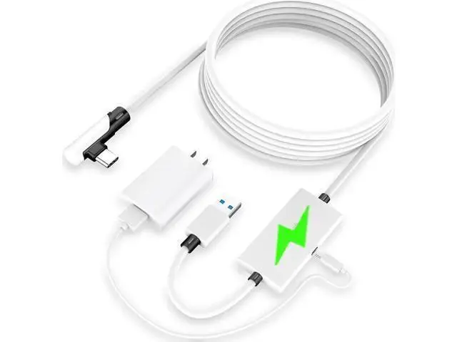 Alt view image 8 of 14 - Aomoproing Design 16FT Link Cable for Oculus Quest 2, with Separate Charging Port for Ultra-Durable Power, USB 3.0 Type A to C Cable for VR Headset Accessories and Gaming PC White