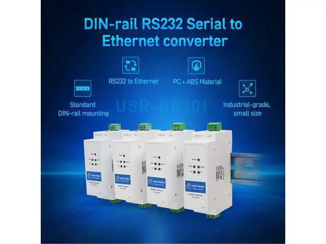 Alt view image 6 of 8 - DR301 DIN-Rail RS232 Serial to Ethernet Converter Tiny Size RS232 Ethernet Serial Device Server Supports Websocket