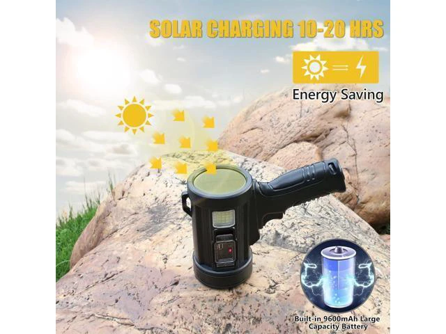 Alt view image 12 of 14 - 100000 Lumen Spotlight, Led Rechargeable Spotlight Flashlight with Tripod, 6 Modes and 3 Colors Filter, Super Bright Solar Spot Lights Outdoor Handheld for Hunting, Boating, Camping