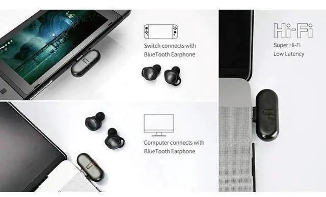 Alt view image 10 of 14 - ROUTE+ PRO Bluetooth Transmitter Wireless Audio USB-C Adaptor or Receiver With Voice Transmission - Must Have Gaming Accessory For Wireless Headset to Work With Nintendo Switch and PC