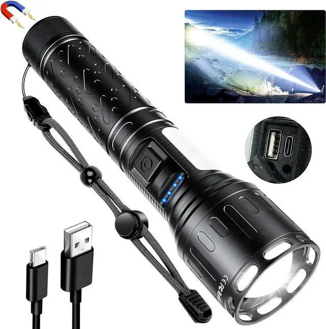Alt view image 8 of 14 - MOREVAC Flashlights High Lumens Rechargeable- 100,000LM Super Bright Tactical Magnetic LED Flashlight,Powerful Flash Light with 8 Modes,Waterproof,Power Display Handheld Flashlight for Emergency