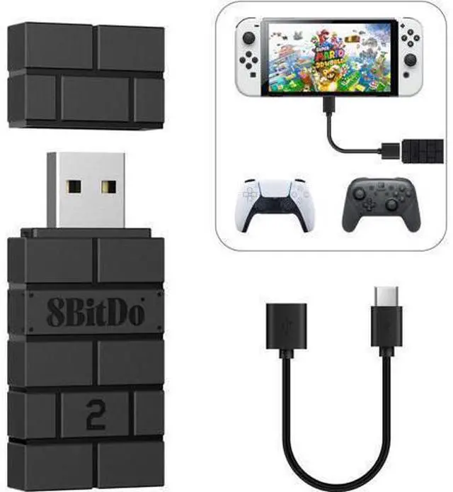 Alt view image 8 of 14 - USB Wireless Adapter 2 for Windows, Mac & Raspberry Pi, Compatible with Xbox Series X & S Controller, PS5/PS4/PS3 Controller with OTG Cable