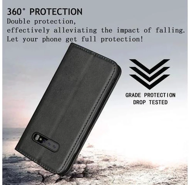 Alt view image 10 of 14 - Galaxy S10 Plus Wallet Premium Leather Folio Case with Kickstand Card Slots Magnetic Closure Flip Notebook Cover TPU Interior Case Compatible with Galaxy S10 Plus