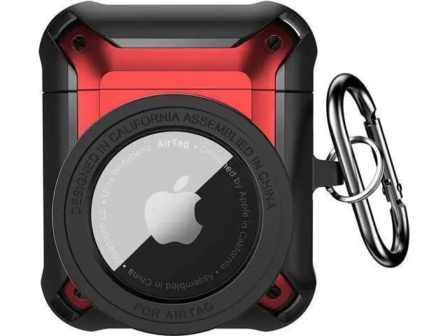 Alt view image 7 of 12 - Compatible Airpods 3 Case and AirTags Case Cover, 2 in 1 Rugged Protective Airpods 3rd Generation Case for Men Women with Keychain Shockproof Skin for Airpods 3 Gen and Airtags Red