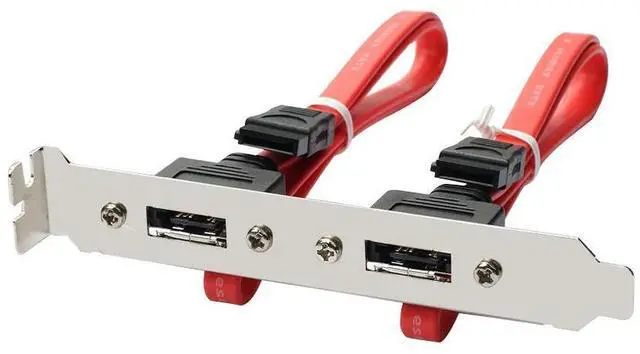 Alt view image 4 of 4 - eSATA to SATA Bracket Cable Adapter w/ Full Profile PCI Cover,Dual Ports External eSATA to Motherboard 6Gbps SATA Header Cord