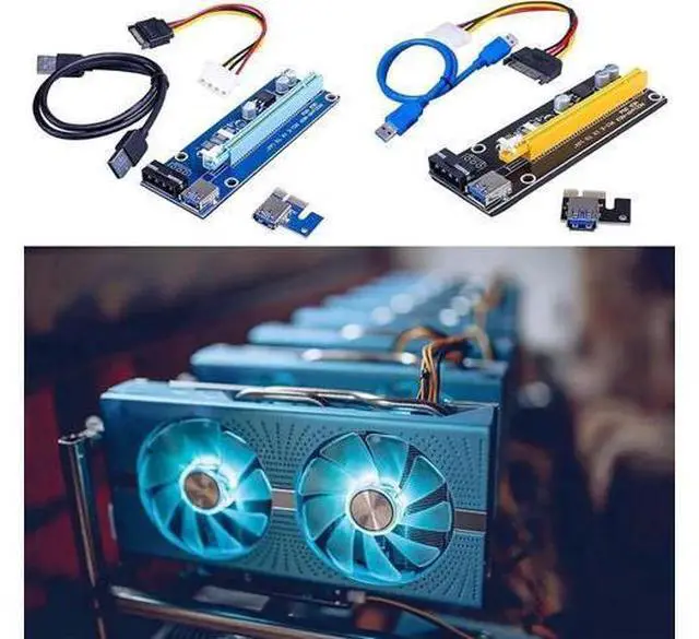 Alt view image 10 of 12 - Ver006 PCI-E Mining GPU Riser Card, 1X to 16X Extender with 0.6M USB 3.0 Cable & SATA to 6Pin Power Wire, Blue