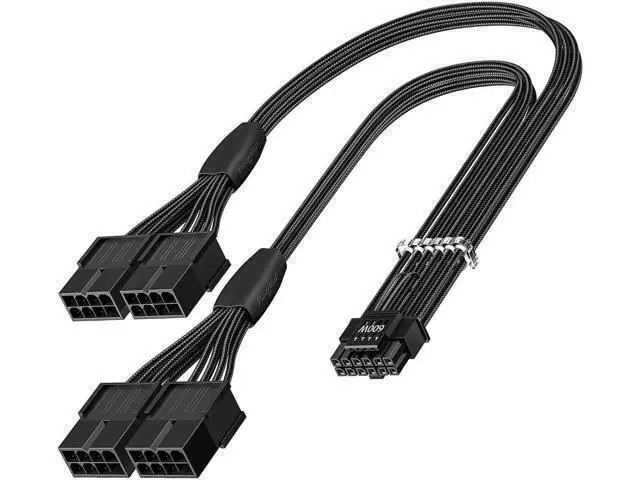 Alt view image 8 of 14 - Aomoproing 16pin GPU Cable to 4X 8 Pin Pcie Extension - PCI-e 5.0 12VHPWR Extender Cord 40cm Sleeved 12V-2x6 Cable for GeForce RTX 5090 5080 5070 5070Ti 4090 4080 4070ti 3090Ti (16AWG/Black)