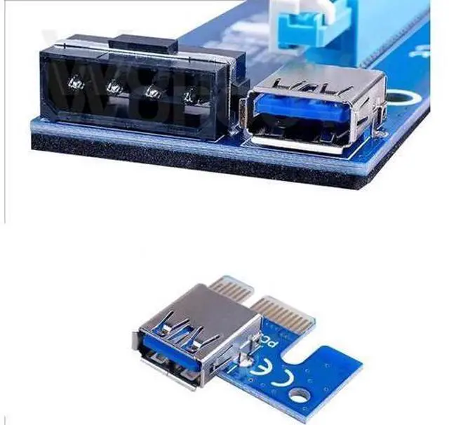 Alt view image 12 of 12 - Ver006 PCI-E Mining GPU Riser Card, 1X to 16X Extender with 0.6M USB 3.0 Cable & SATA to 6Pin Power Wire, Blue