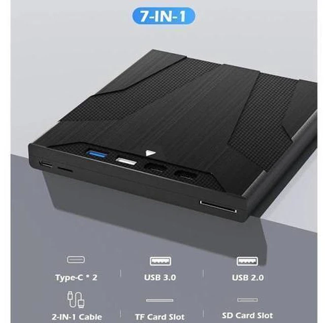 Alt view image 12 of 14 - 8 in 1 External CD/DVD Drive for Laptops, Slot-Loading Portable CD Reader for Laptop, CDs Drive External USB 3.0 & Type C CD DVD Drive Externals CD Burner Compatible with PC Windows Linux MacOS