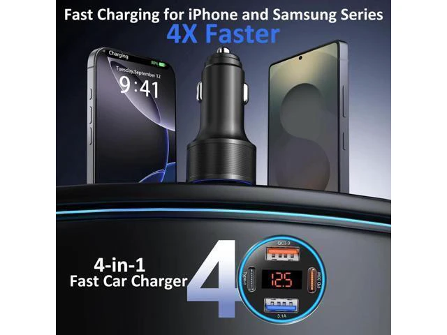 Alt view image 14 of 14 - 3 Pack USB C Car Charger, 4-Port 65W Dual 12V USB-A & USBC Cigarette Lighter Adapter Plug with Voltmeter PD/QC 3.0 Fast Charging Car Phone Charger for iPhone 16e 15 14 13 12 11 Pro Max, Android
