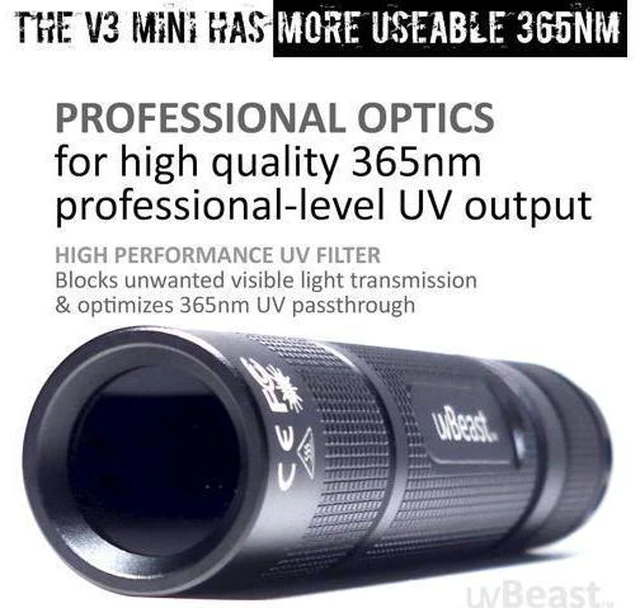Alt view image 11 of 14 - New V3 365nm MINI - Black Light UV Flashlight High Definition Pure Ultraviolet - Professional Grade High Power Upgraded 5 Core UV LED USA Stock
