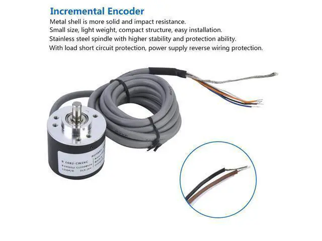 Alt view image 10 of 14 - Encoder, ASIC Devices Outer Diameter 38mm Incremental Encoder for Power Supply Reverse Wiring Protection Conversion(1200P/R)