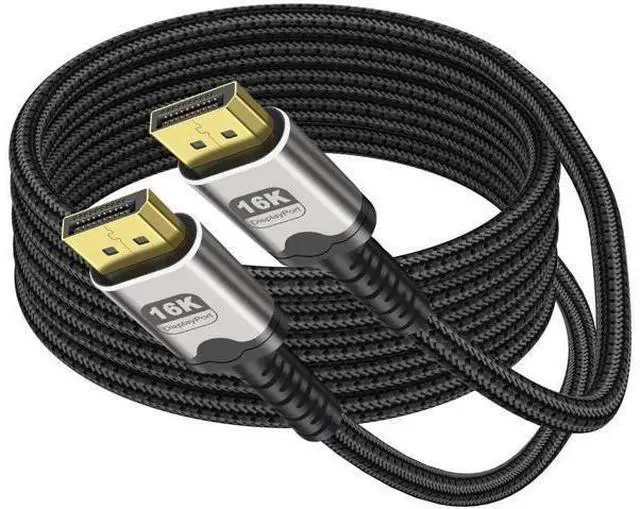 Alt view image 8 of 14 - 16K Displayport Cable Braided High Speed Display Port Male to DP Male 2.1 Cable 16K@60Hz 8K@120Hz 4K@240Hz 165Hz 144Hz Support 80Gbps HDR HDCP DSC for HDTV PC Gaming Monitor - 2M/6.6Ft