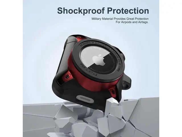 Alt view image 9 of 12 - Compatible Airpods 3 Case and AirTags Case Cover, 2 in 1 Rugged Protective Airpods 3rd Generation Case for Men Women with Keychain Shockproof Skin for Airpods 3 Gen and Airtags Red