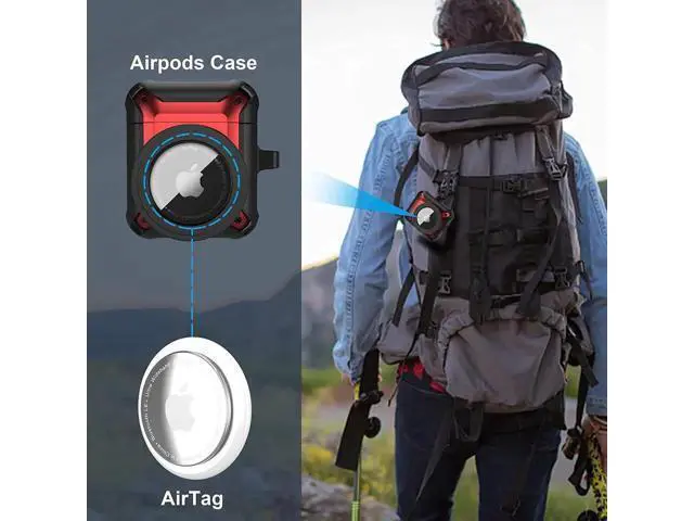 Alt view image 11 of 12 - Compatible Airpods 3 Case and AirTags Case Cover, 2 in 1 Rugged Protective Airpods 3rd Generation Case for Men Women with Keychain Shockproof Skin for Airpods 3 Gen and Airtags Red
