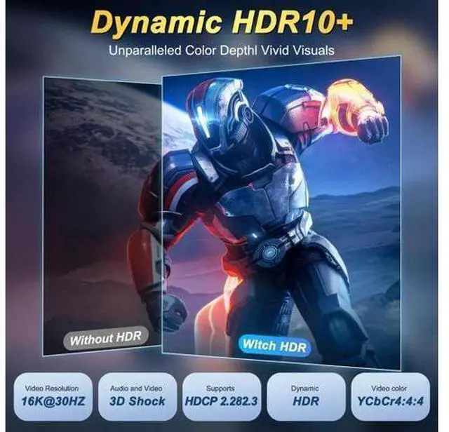 Alt view image 14 of 14 - 16K Displayport Cable Braided High Speed Display Port Male to DP Male 2.1 Cable 16K@60Hz 8K@120Hz 4K@240Hz 165Hz 144Hz Support 80Gbps HDR HDCP DSC for HDTV PC Gaming Monitor - 2M/6.6Ft