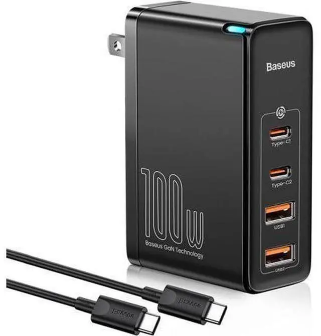 Alt view image 7 of 12 - 100W USB C Charger, Baseus 4-Port Type C Charging Station GaN Charger, Fast USB-C Wall Charger Block PD QC4.0 for iPhone 13/12 Pro, Samsung S21/S20, MacBook Pro/Air, iPad Pro/Dell XPS(Gan2 Pro Black)