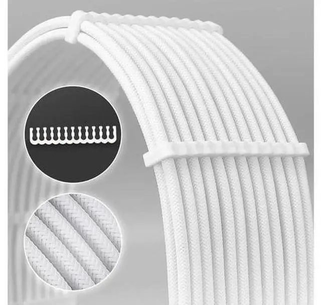 Alt view image 14 of 14 - PSU Cables, Sleeved Cable Extension Kit /24pin ATX /4+4pin EPS /8-pin PCI-E /6pin PCI-E PSU Extension Cable Kit 30cm Length with Combs, White ConnectorWhite