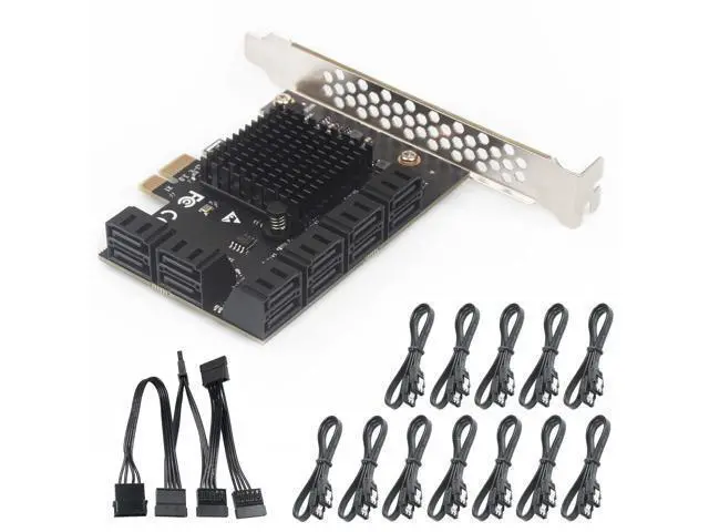 Alt view image 6 of 10 - PCIe x1 to 12-Port SATA3.0 Expansion Card,6Gbps SATA Adapter for SSD/HDD, Plug and Play with 12 Status LEDs, Compatible with Windows/Linux/Ubuntu/ESXi/Synology NAS (with SATA Cables)