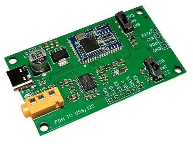 Alt view image 6 of 6 - PDM MEMS Digital MIC Microphone To I2S/ Analog USB Sound Card Output PCM5102A Decoding 16bit 48K