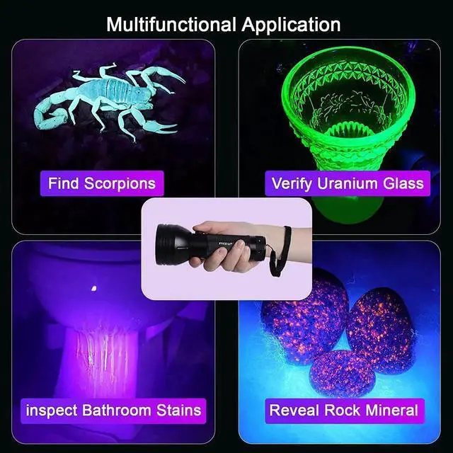 Alt view image 9 of 14 - Escolite UV Flashlight Black Light 51 LED 395 nM Ultraviolet Blacklight Detector for Dog Urine Pet Stains and Bed Bug