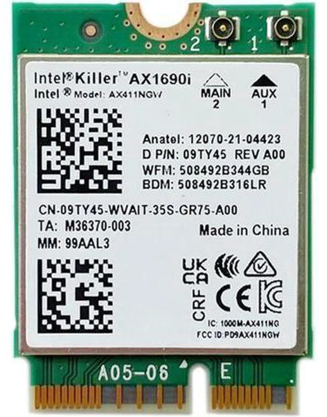 Alt view image 10 of 14 - Wi-Fi 6E AX411 Intel Killer AX1690i WIFI 6E Speed 2.4 Gbps 802.11ax 2.4/5/6GHz Bluetooth 5.3 BT5.3