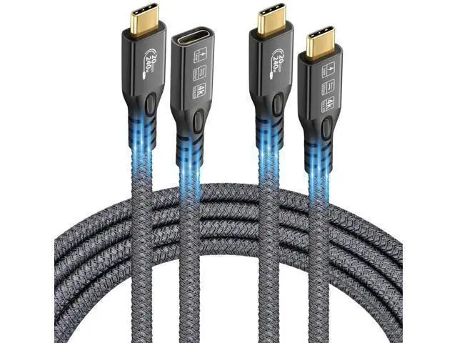 Alt view image 7 of 12 - Aomoproing 20Gbps/240W/USB C 3.2 Gen 2 Cable 2Pack (6.6FT M/Male + 1.6FT M/Female), 4K@60Hz Video & Audio Output, Supports Thunderbolt 3 for MacBook Pro, Monitor & More Devices with USB-C Port